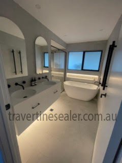  Oaks Estate Black Travertine Shower Cubicle After Cleaning and sealing