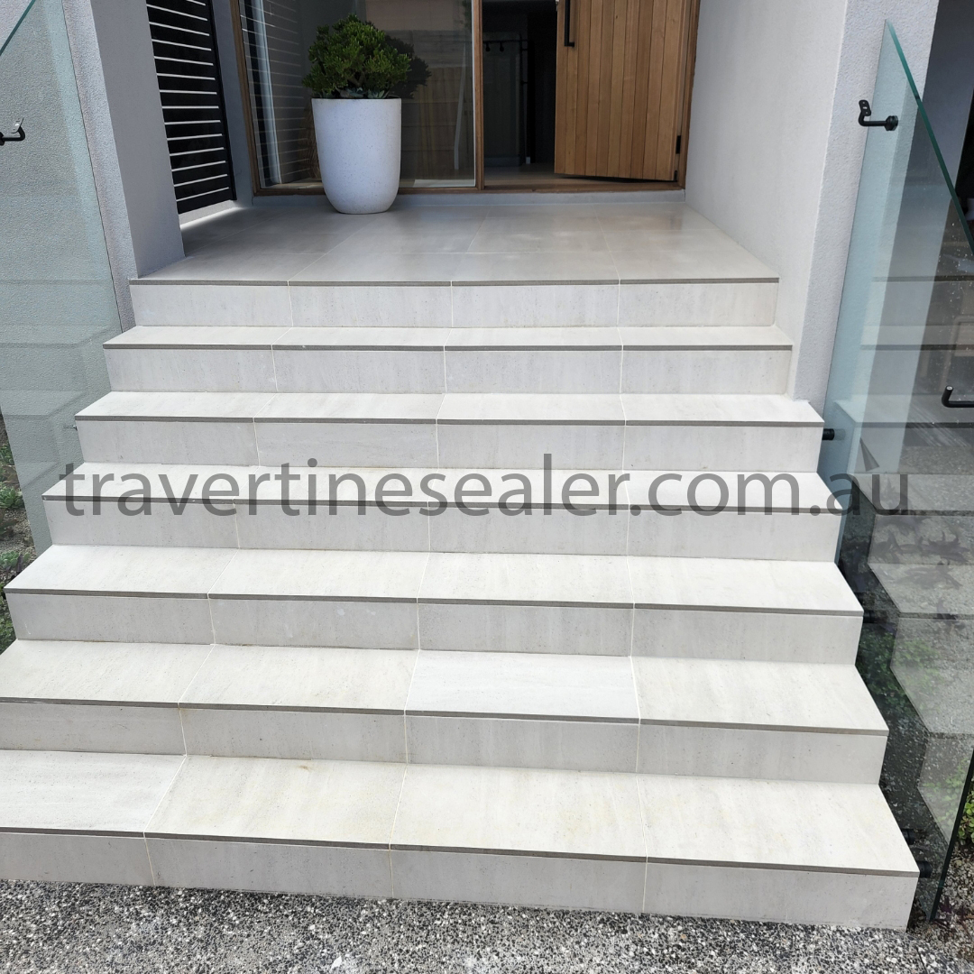   Protect travertine against Salt Attack before and after