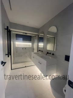  Mount Pleasant Travertine tile bathroom shower