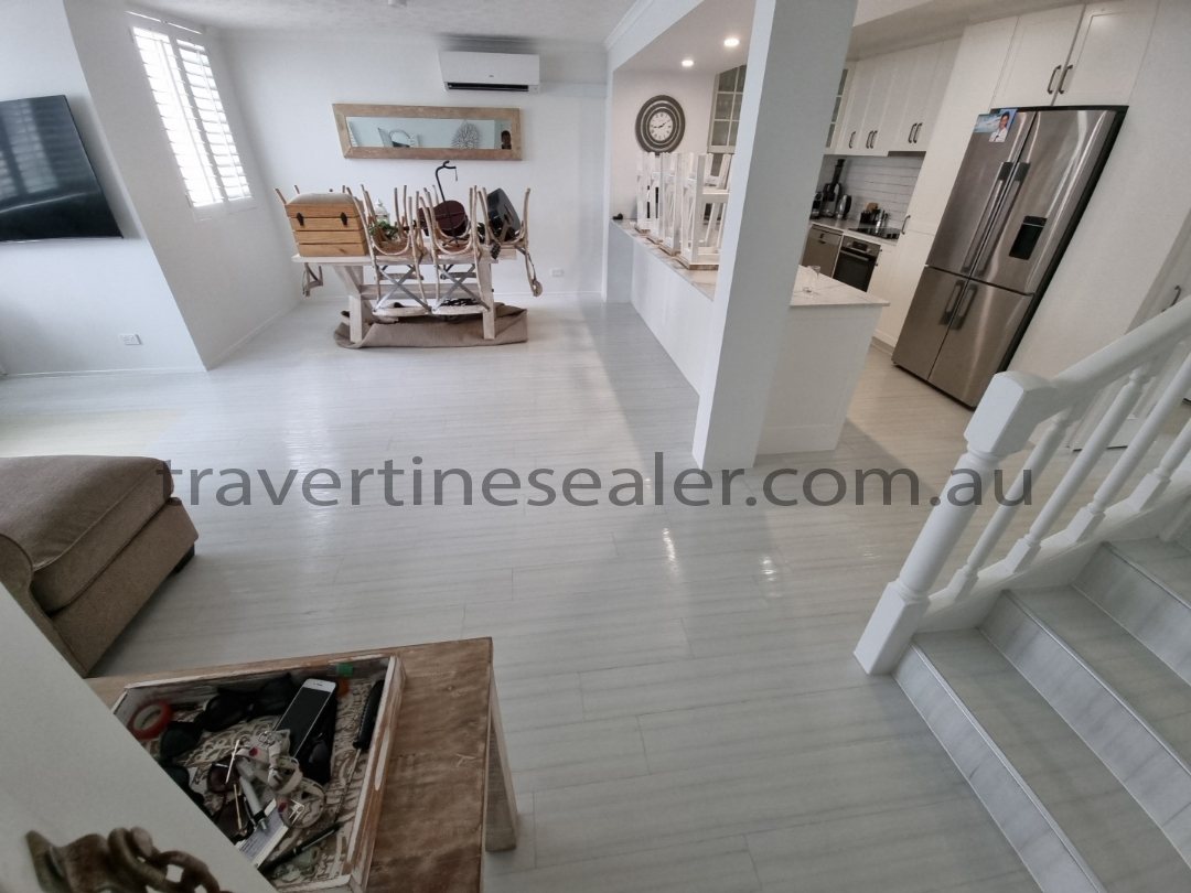  Contact Us White Cabinets with Travertine Tile Floor in kitchen