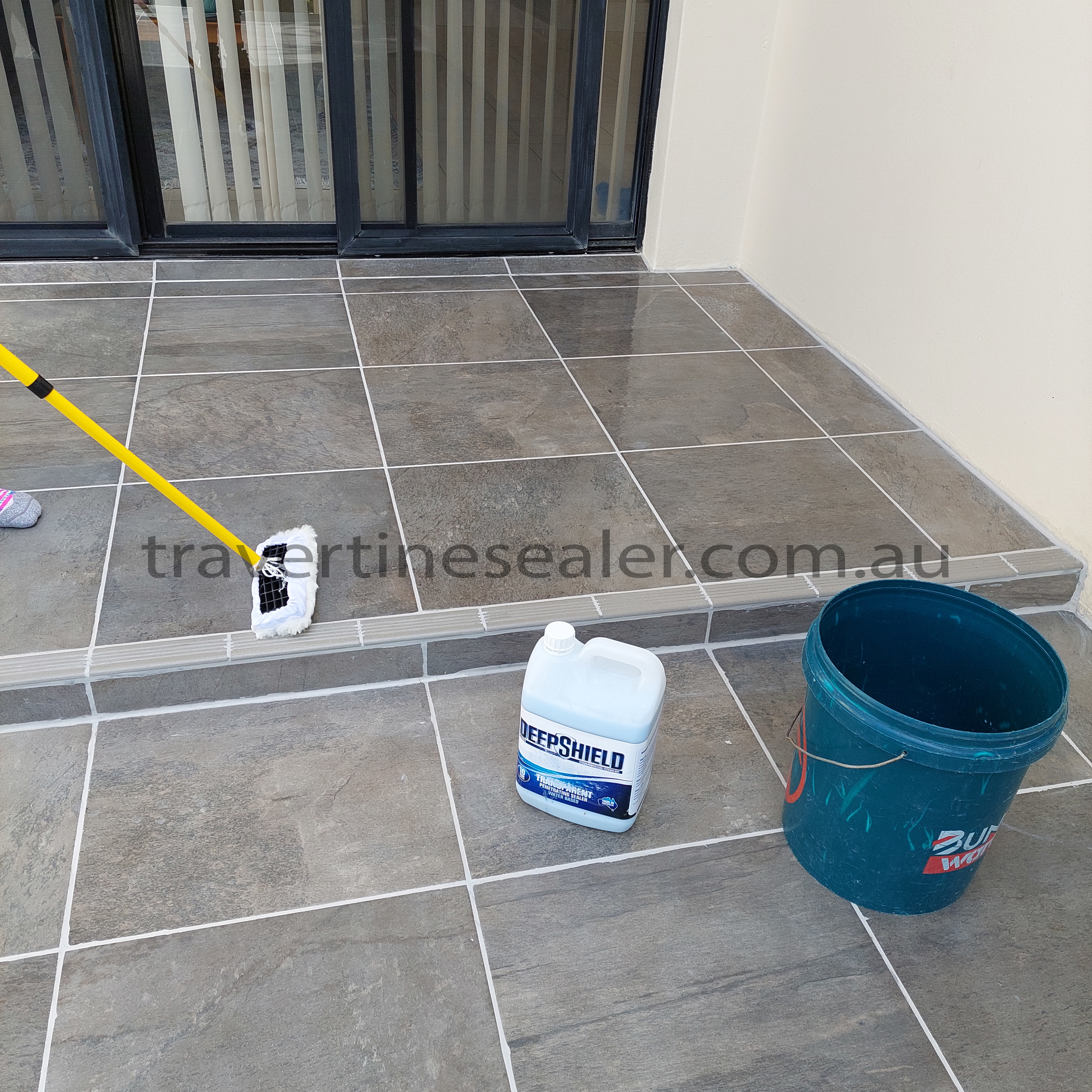  Red Hill cleaning and sealing Travertine in floor of kitchen