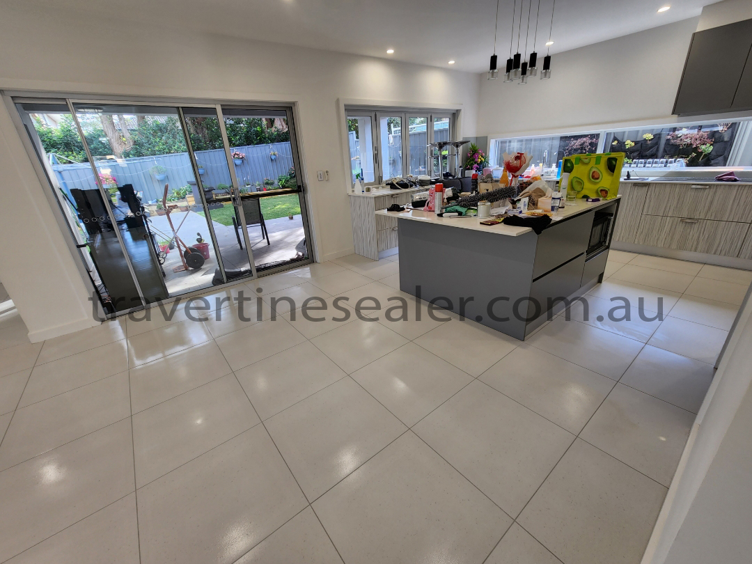  Beaconsfield cleaning and sealing dirty Travertine kitchen tiles