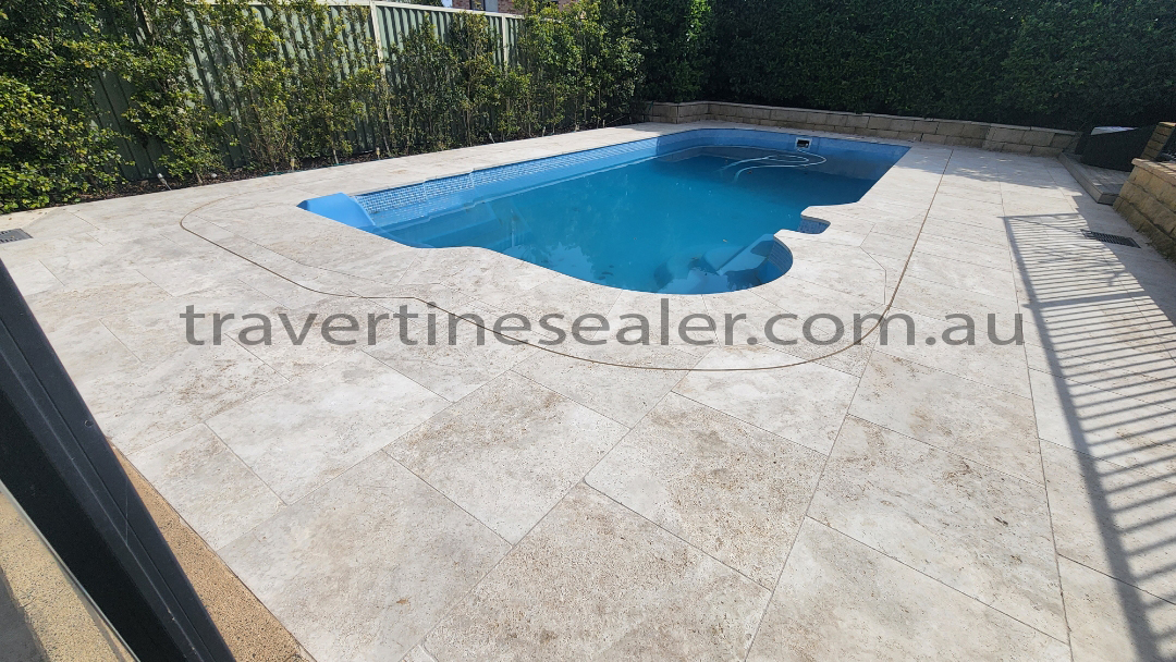  Kensington sealing floor of black Travertine before and after